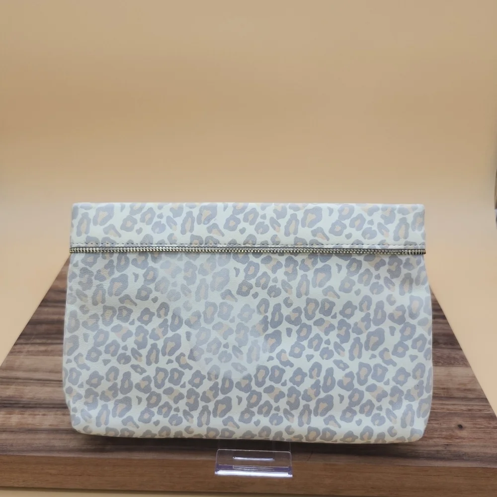 Lauren Merkin Large (11x7x2) Leopard Print Clutch or Cosmetic Pouch, Like New
